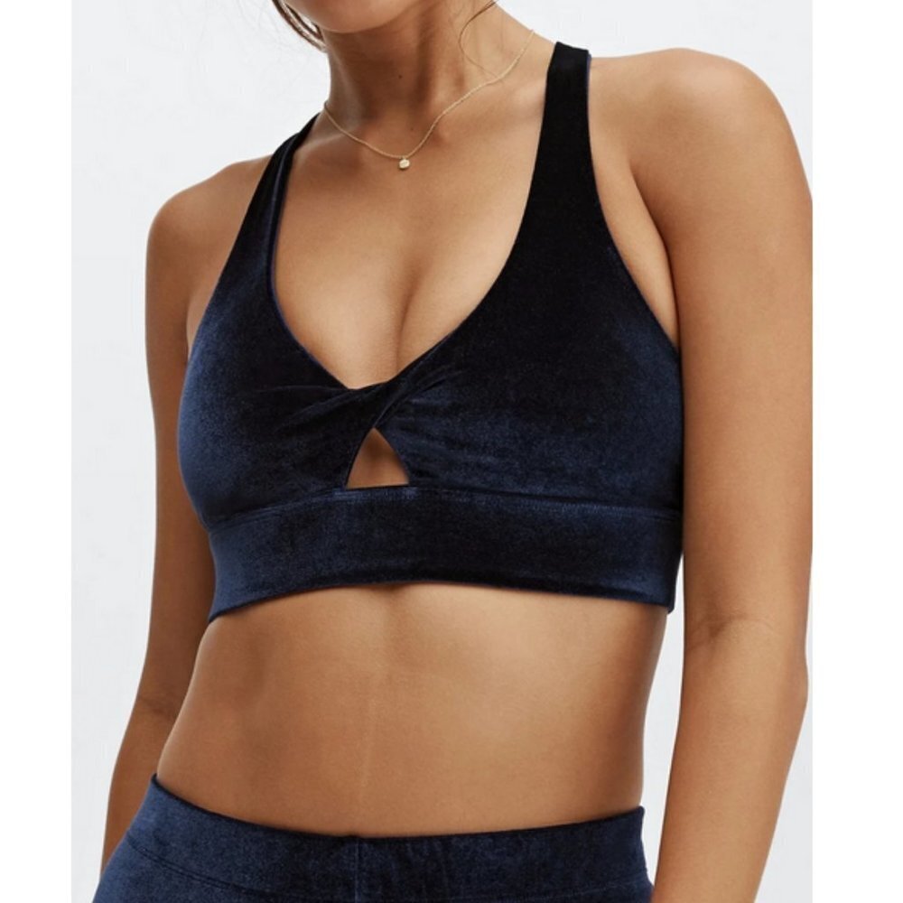 Fabletics Women's Oasis Twist- Front Velour Sports Bra -  XS
